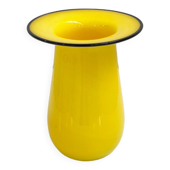 Vase italien en verre jaune, 1970s