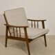 Scandinavian armchair 1960 curved armrests, mottled gray fabric