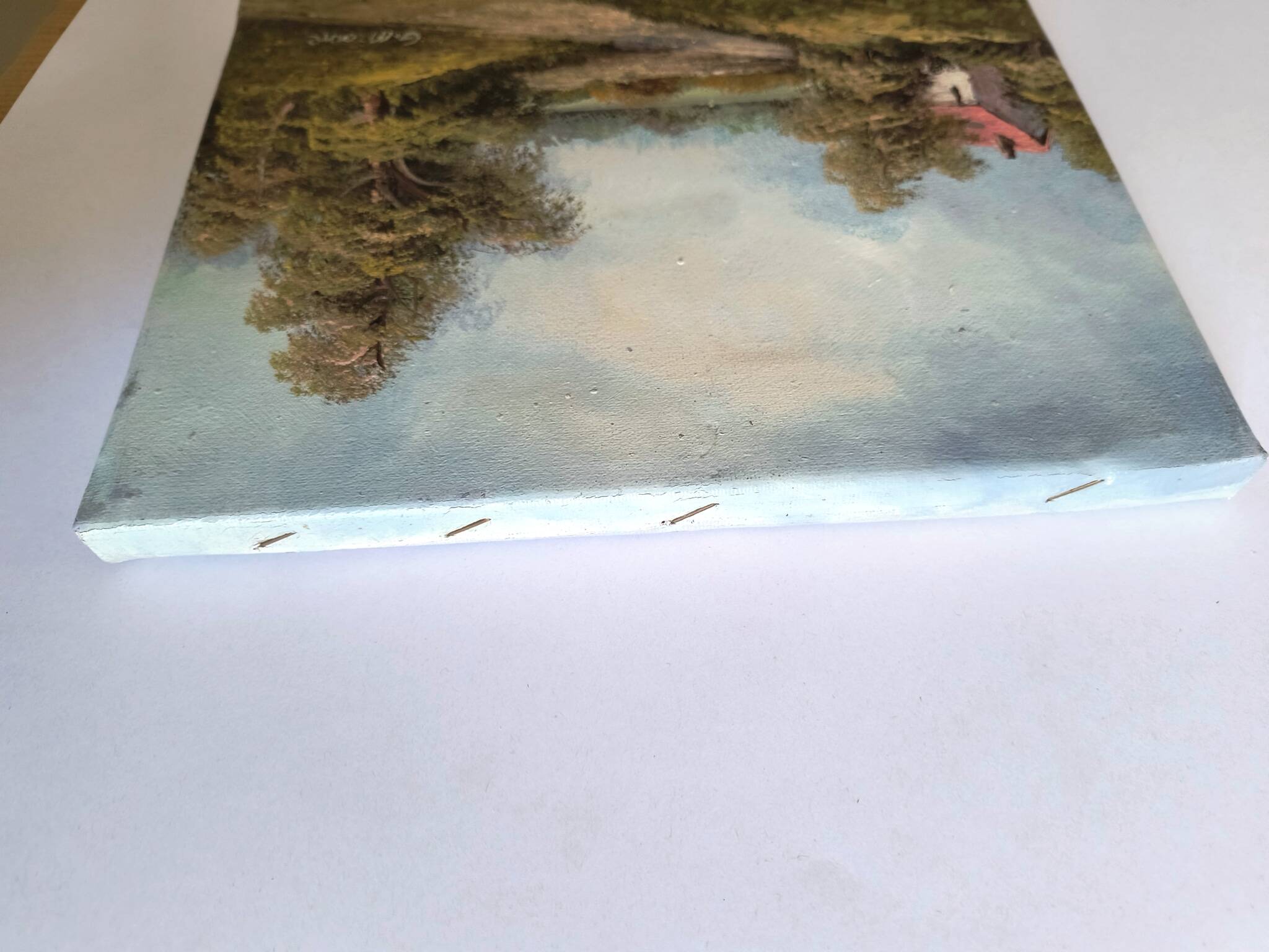 Antique oil painting. Country house - signed G. Monroe