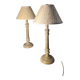 Paire de lampes bois  classic  abat jour osier 44x20 elec ok tres bon etat