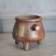 Vintage tripod stoneware pot, stoneware pan, plant pot, interior decoration