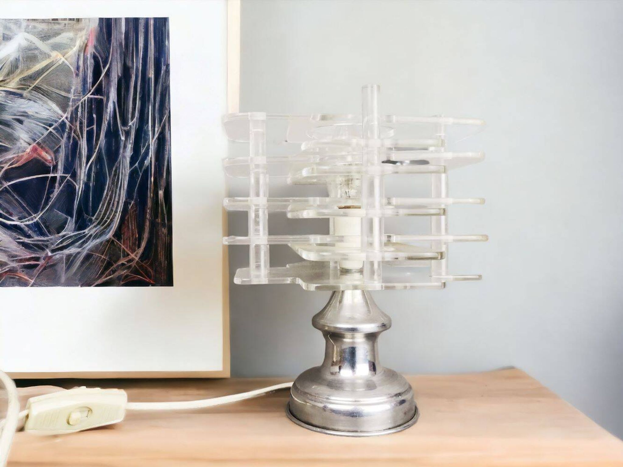 Lampe de table moderne en acrylique transparent du siècle hollandais, 1960s