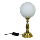 Lampe laiton globe opaline vintage