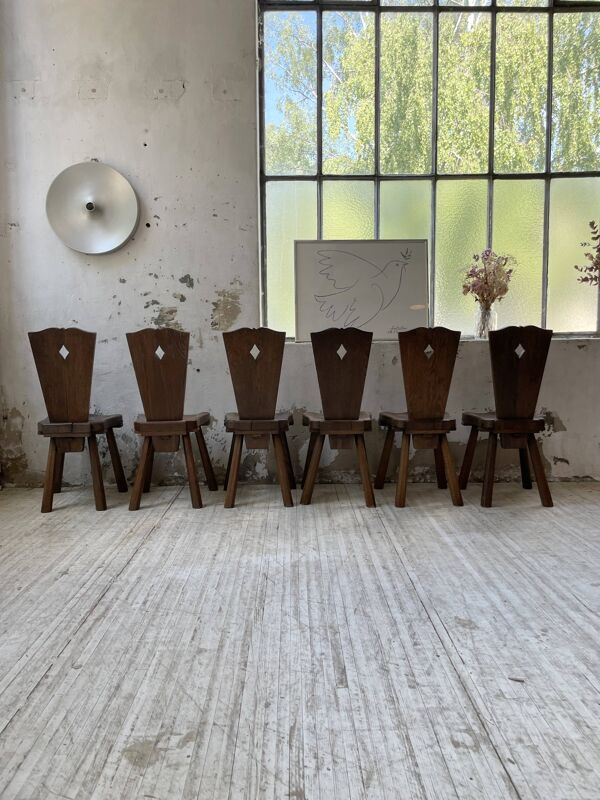Chaises chêne massif chapo savoyarde art populaire