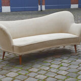 Sofa chaise sculptural Arc asymmetrical Swedish 50s/60s