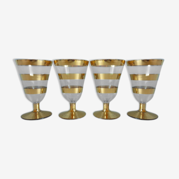 4 golden striped walking glasses