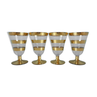 4 golden striped walking glasses
