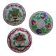 3 assiettes  plates sarreguemines, fleurs faience ancienne rouge et vert