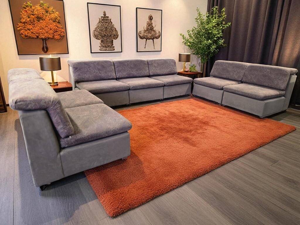 7-piece vintage modular sofa / living room / sofa