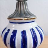 Pair of French Vintage Nightstand Lamps – Hand-Painted Porcelain & Pewter