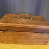 Old wooden box early 20th century market box with brass handle