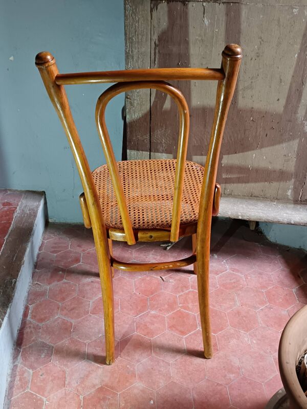 Ancienne Chaise de Bistrot en Bois Courbé '' Fischel