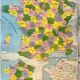 School map of france agriculture & livestock and administrative france 50s-60s