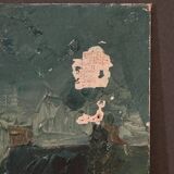 Oil on cardboard by Gérard Guéguéniat 1956 representing a village