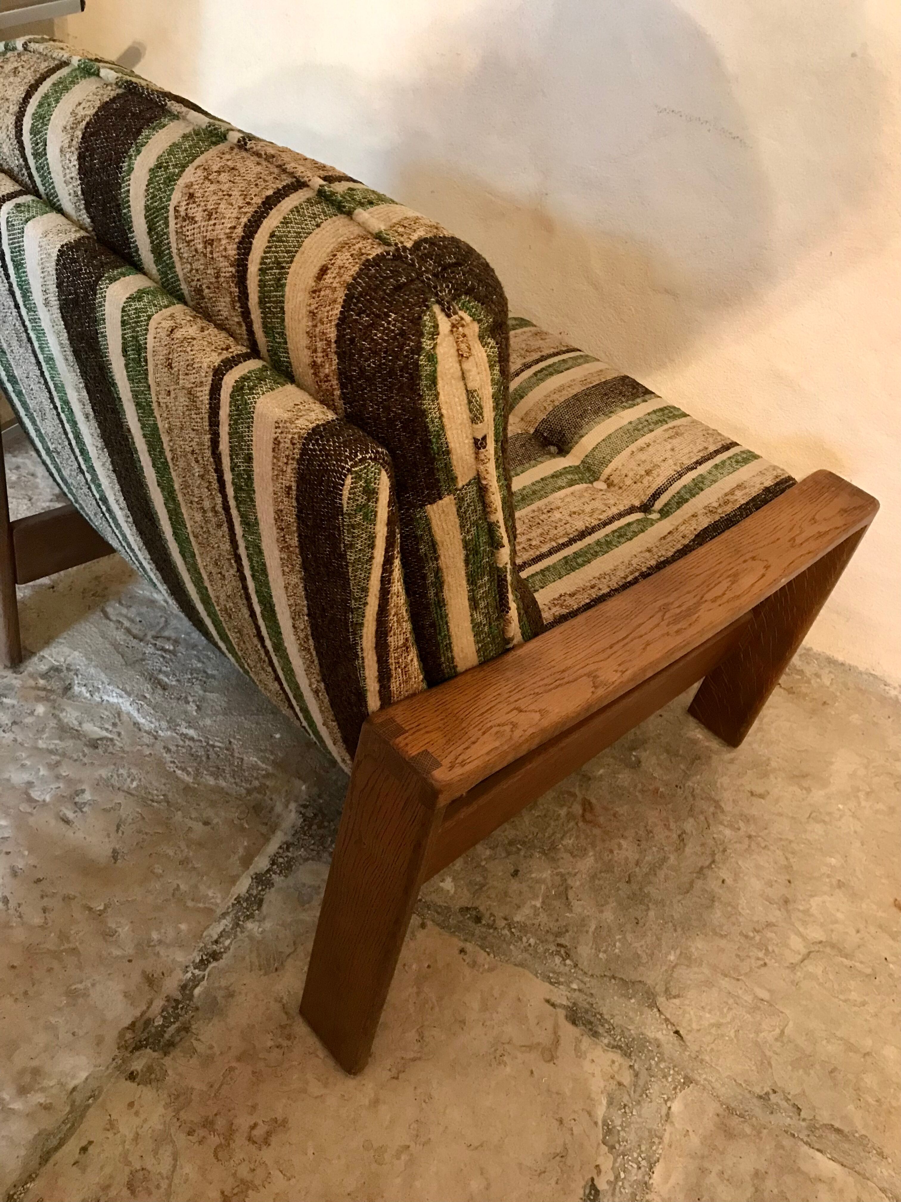 Armchair and vintage ottoman 1960-80 Sweden brutalism