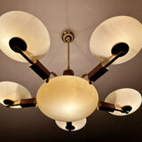 Art deco chandelier, glass, wood and glass, 30s