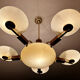 Art deco chandelier, glass, wood and glass, 30s