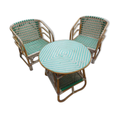 Garden lounge in rattan years 60