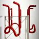 Modern white and red metal coat hanger, Italy 1980s