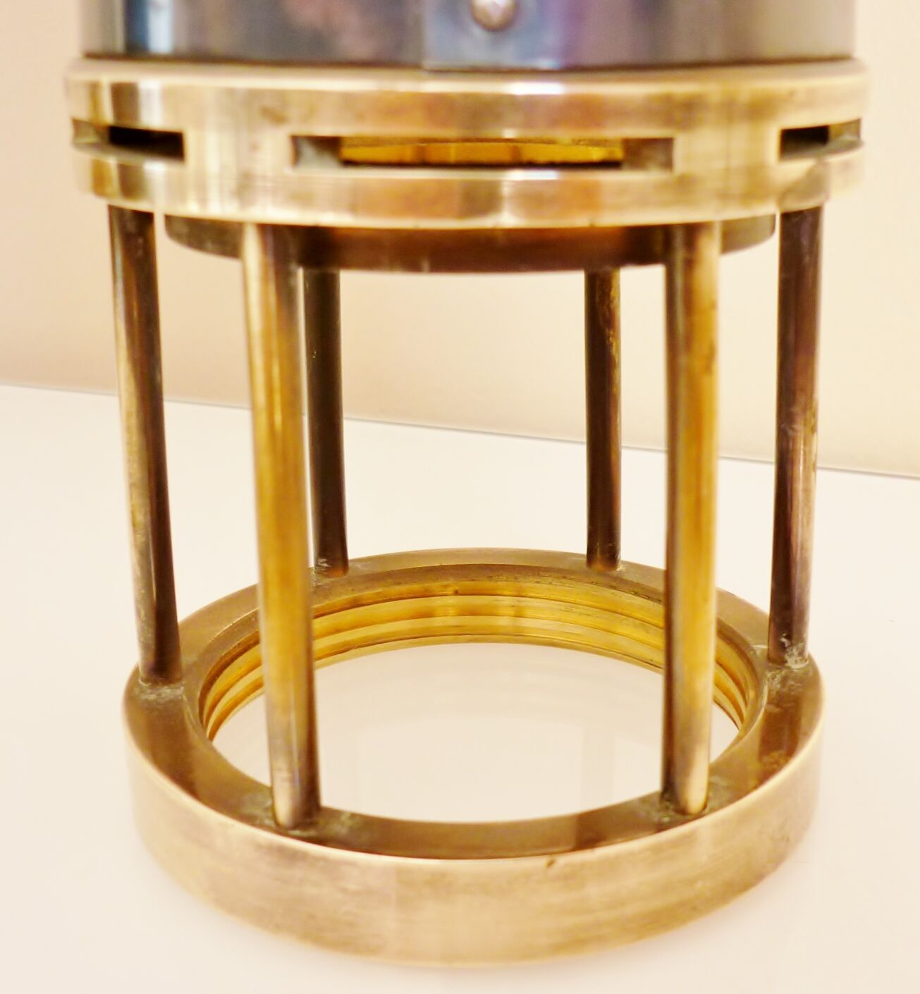 Old miner's lamp, thick glass, brass, metal