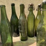 Lot 10 old bottles in blown glass deco bistro bar wine lemonade beer