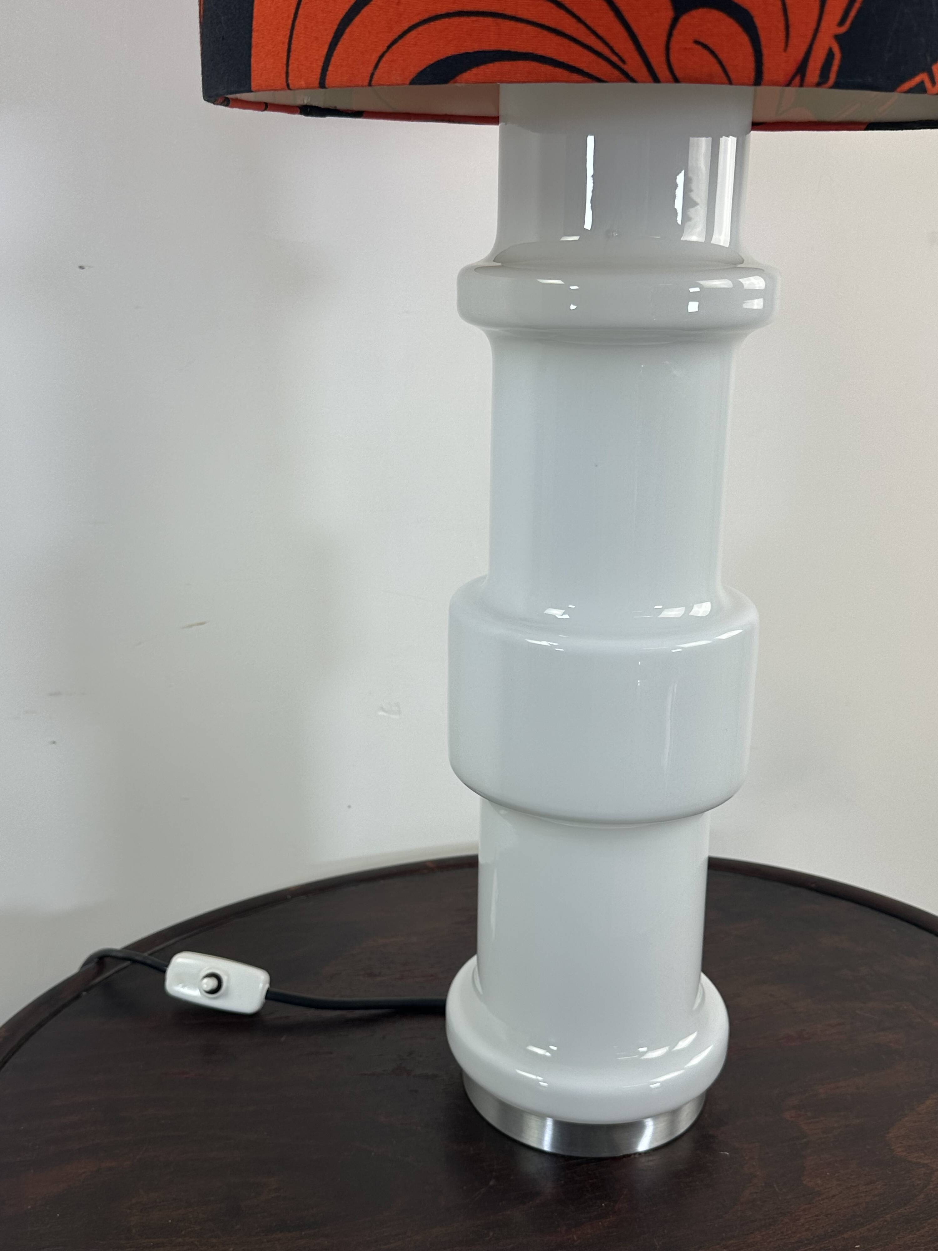 Vintage Murano glass lamp in opaline white, Doria, Italy, 1970.