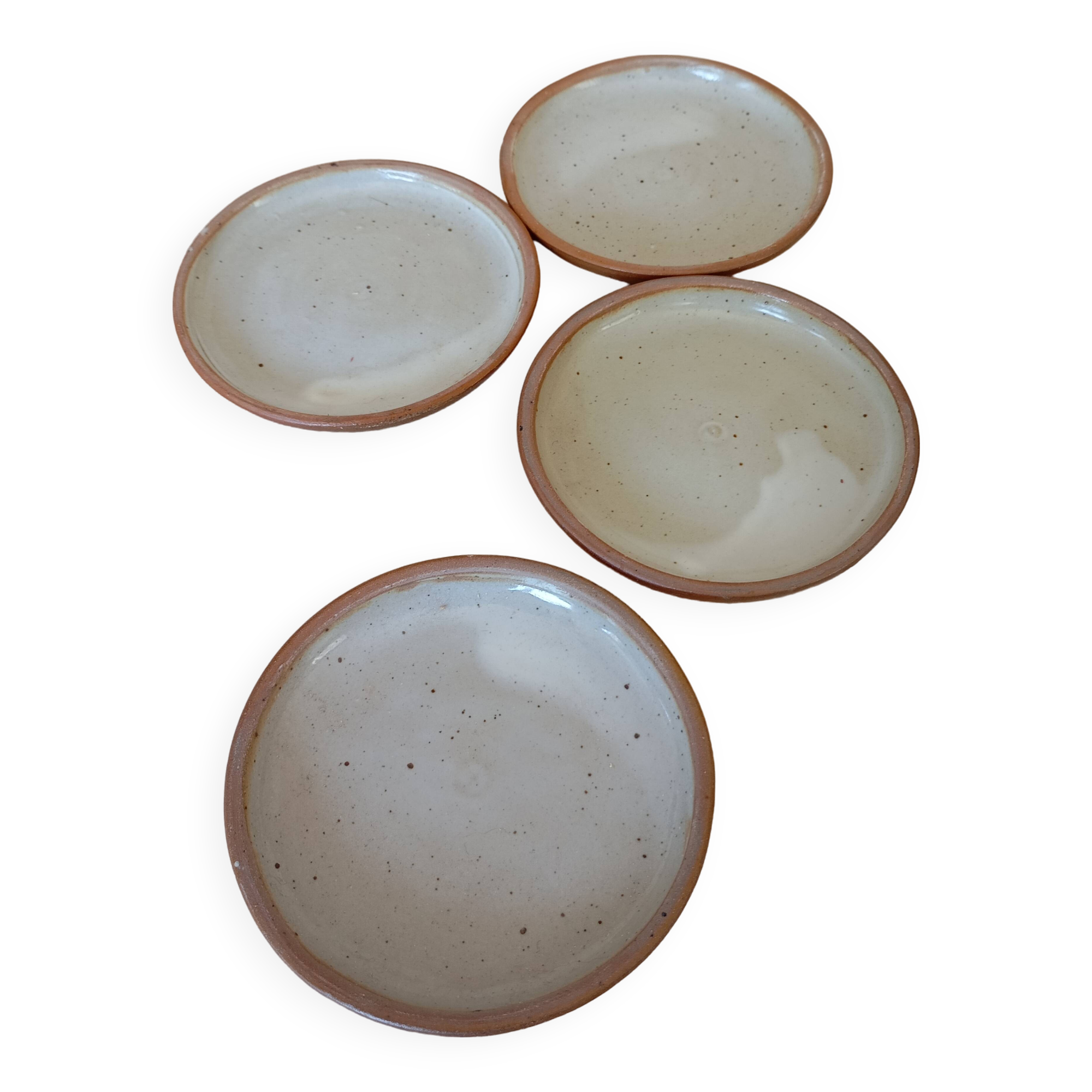 4 grey stoneware tapas plates