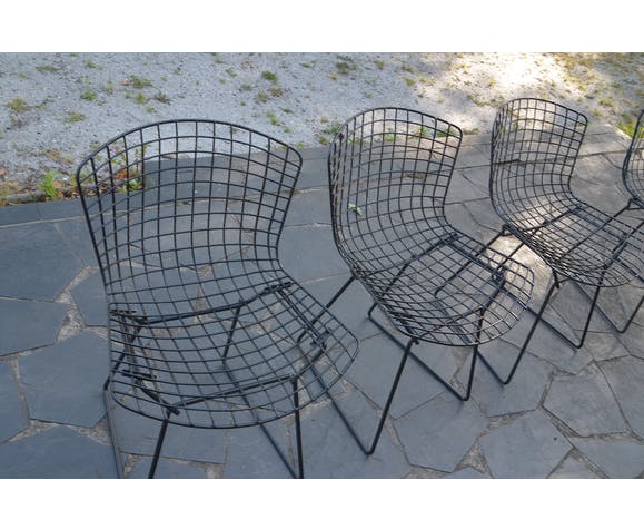 Set of 4 chairs "Wire" by Harry Bertoia, edition Knoll 1st edition
