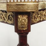 Auxiliary table made of wood, marble and brass, France 1950