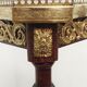 Table auxiliaire en bois, marbre et laiton, France années 1950