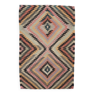 Tapis Kilim Turc Orange Noir 170x259Cm SK 35353