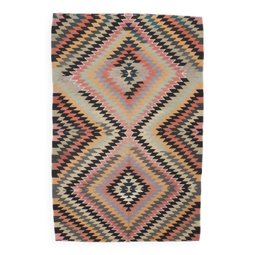 Orange Black Turkish Kilim Rug 170x259Cm SK 35353
