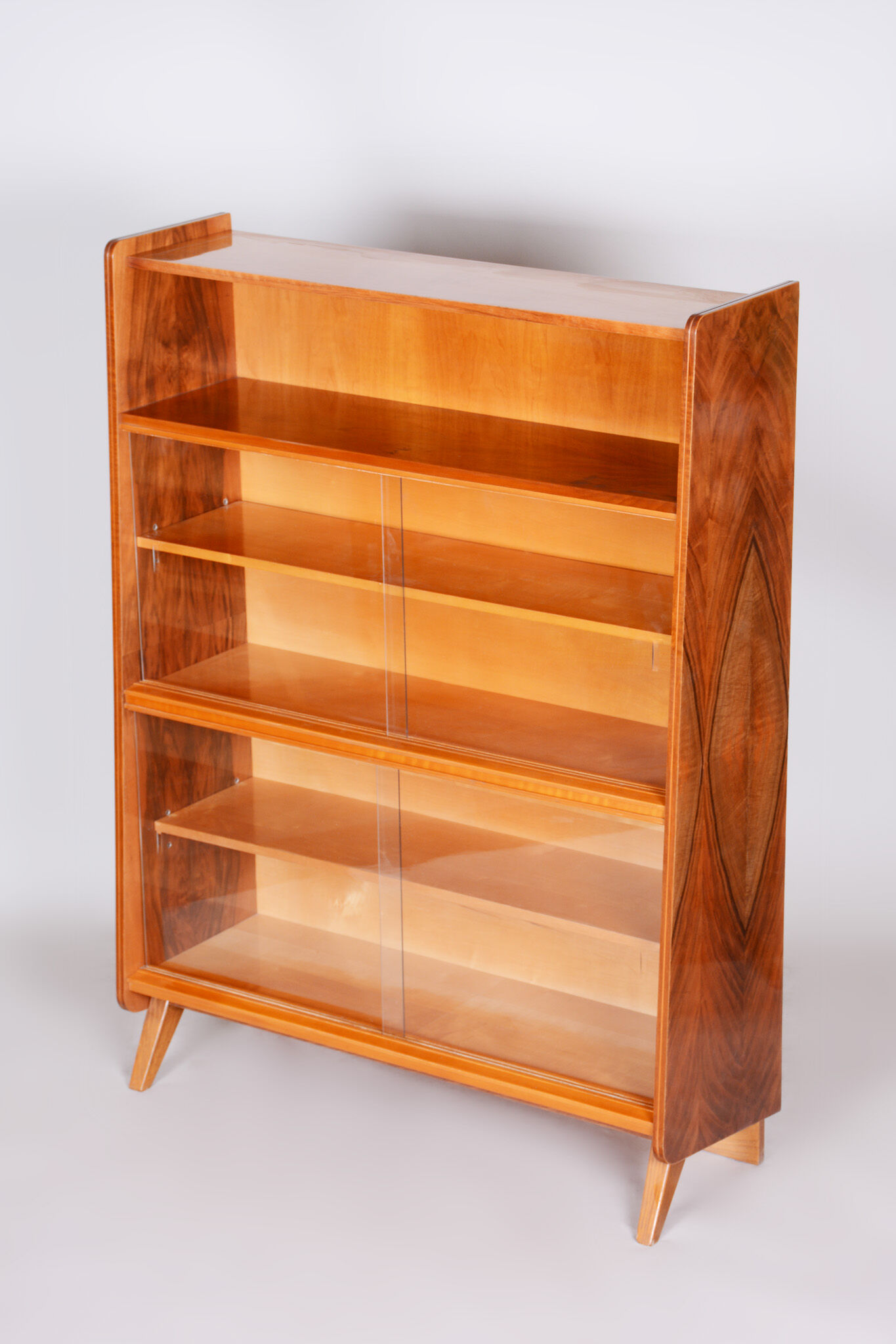 Walnut mid century bookcase 1950s czechia