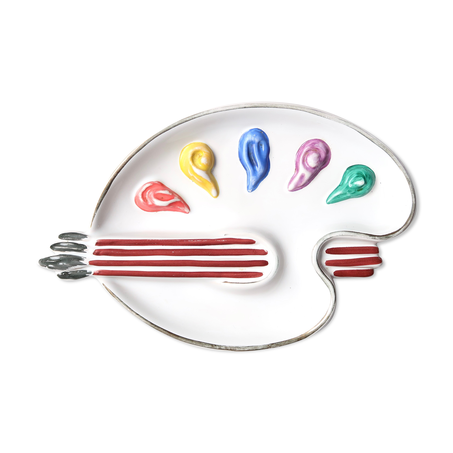 Empty pocket ceramic paint palette, 50s