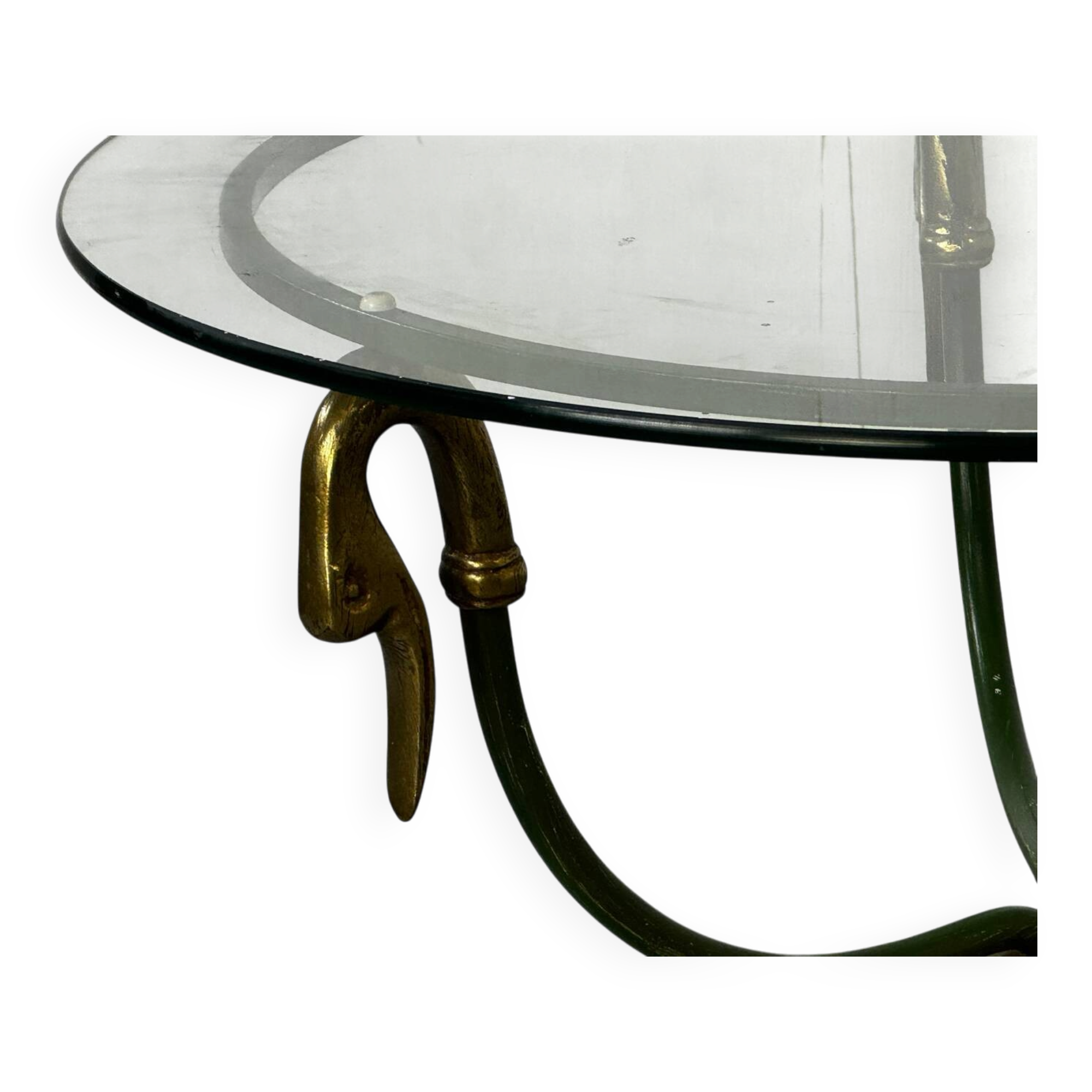Table d'appoint "cygne" en acier et laiton par Maison Jansen, années 1970