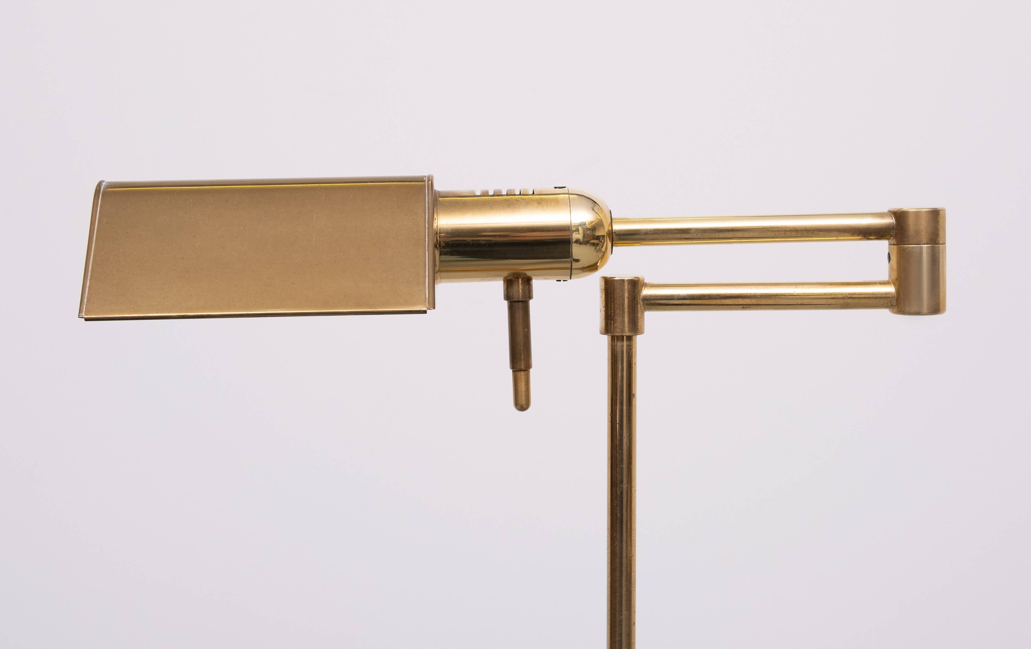 Herda Brass halogen swing arm Floor lamp 1980s
