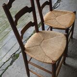 2 chairs rustic straw