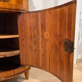 Biedermeier Corner Cabinet, Cherry Veneer, Ebony Inlay, South Germany circa 1820