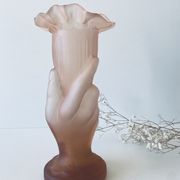 Vase Art deco en verre dépoli rose