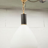 Mid century suspension, brass, zebra glass