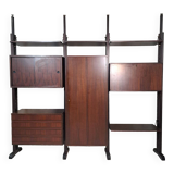 Libreria modulare terra altezza regolabile vintage anni 70, dadi in ottone