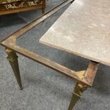 NIII style coffee table brass and travertine
