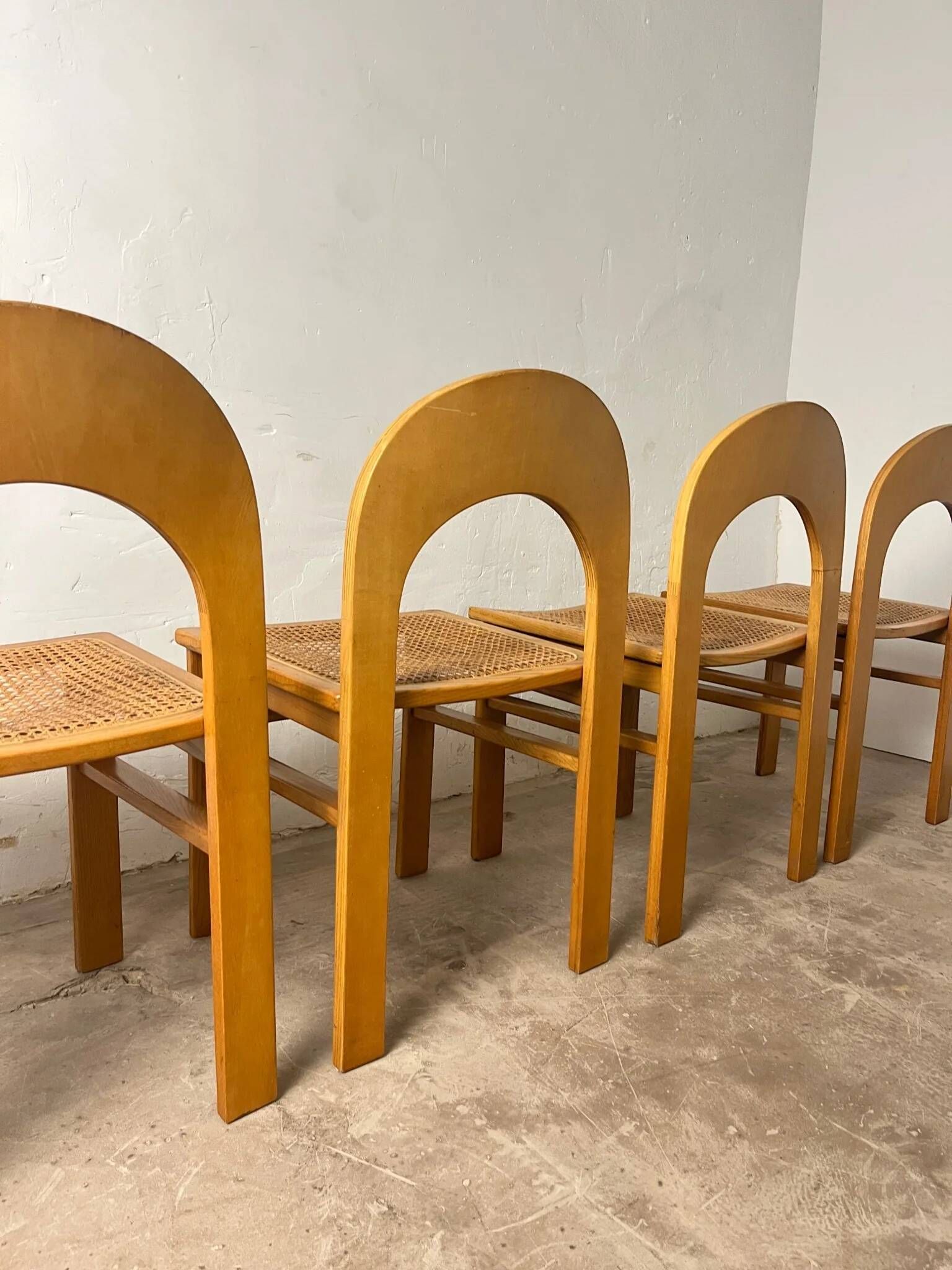 Set of 4 caned chairs Arcadia by Tagliabue di Cascina Armata, 1970-80.
