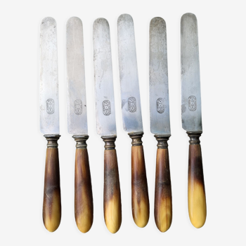 Series of 6 knives steel horn handle
