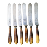 Series of 6 knives steel horn handle