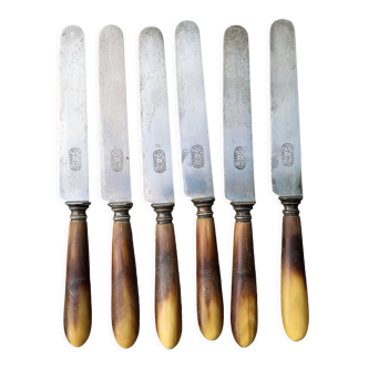 Series of 6 knives steel horn handle