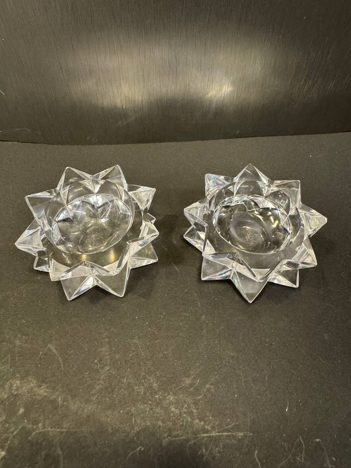 Pair of Saint-Louis cut crystal salt cellars