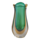 Vintage Green and Yellow  Sommerso Murano Glass Vase attr. to Flavio Poli, Italy