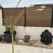 lampadaire 5 feux doré design des années 70