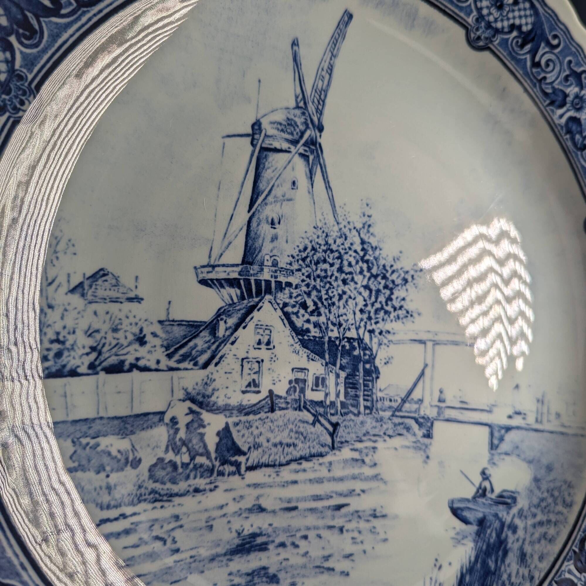 Large Decorative Plate Delfts Royal Shpinx Maastricht Blue 31cm